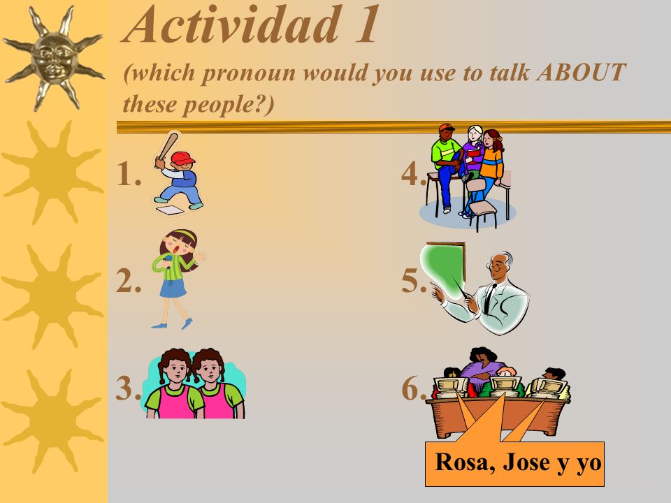 Actividad 1 (which pronoun would you use to talk ABOUT these people )