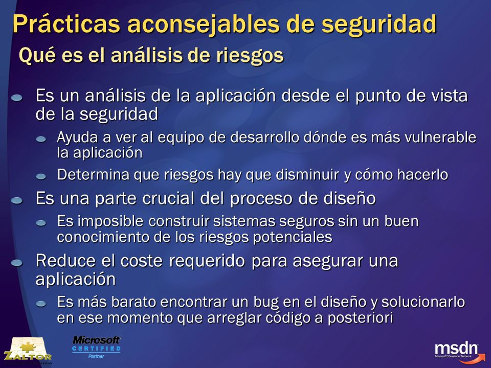 Prácticas aconsejables de seguridad Qué es el análisis de riesgos