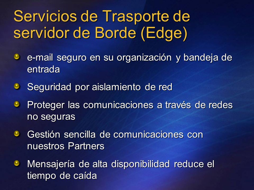 Servicios de Trasporte de servidor de Borde (Edge)