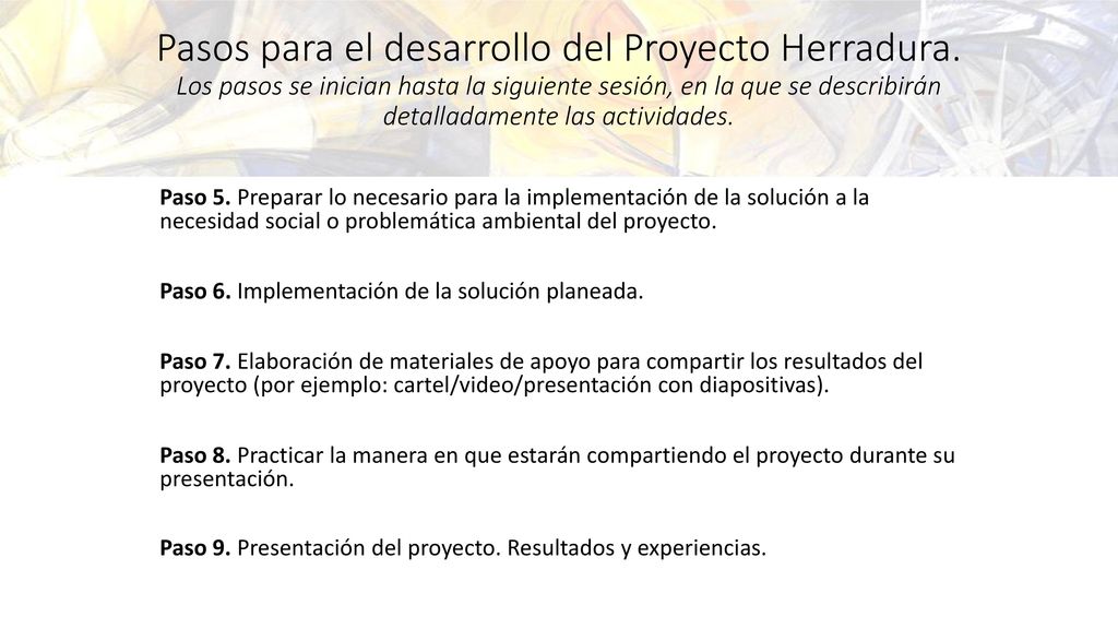 Pasos para el desarrollo del Proyecto Herradura