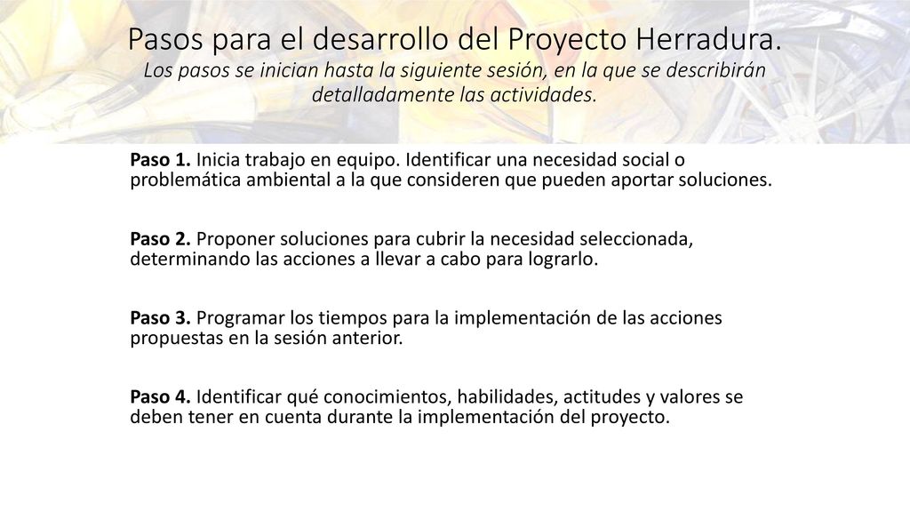 Pasos para el desarrollo del Proyecto Herradura
