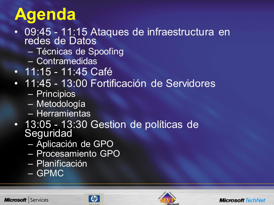 Agenda 09: :15 Ataques de infraestructura en redes de Datos