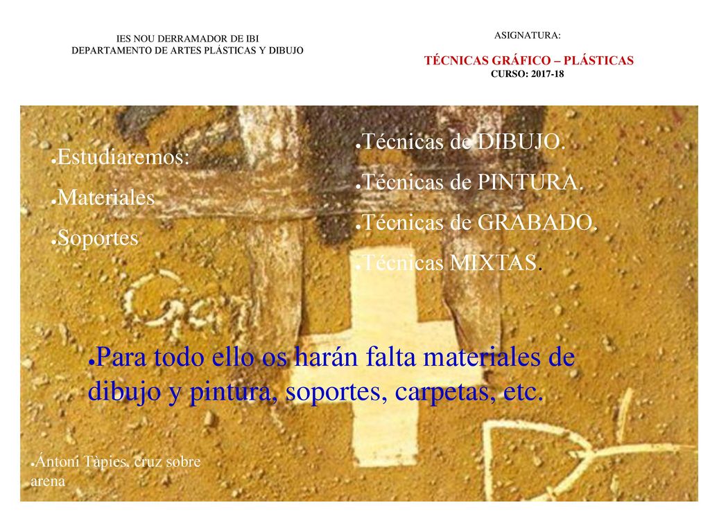 IES NOU DERRAMADOR DE IBI DEPARTAMENTO DE ARTES PLÁSTICAS Y DIBUJO