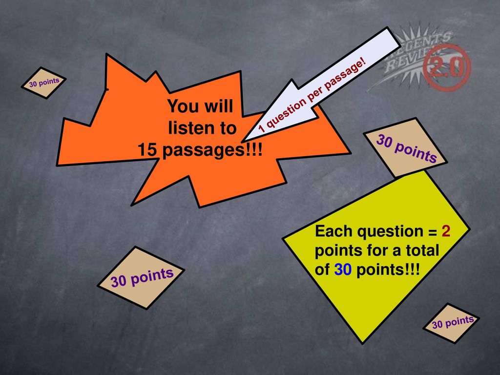 You will listen to 15 passages!!!