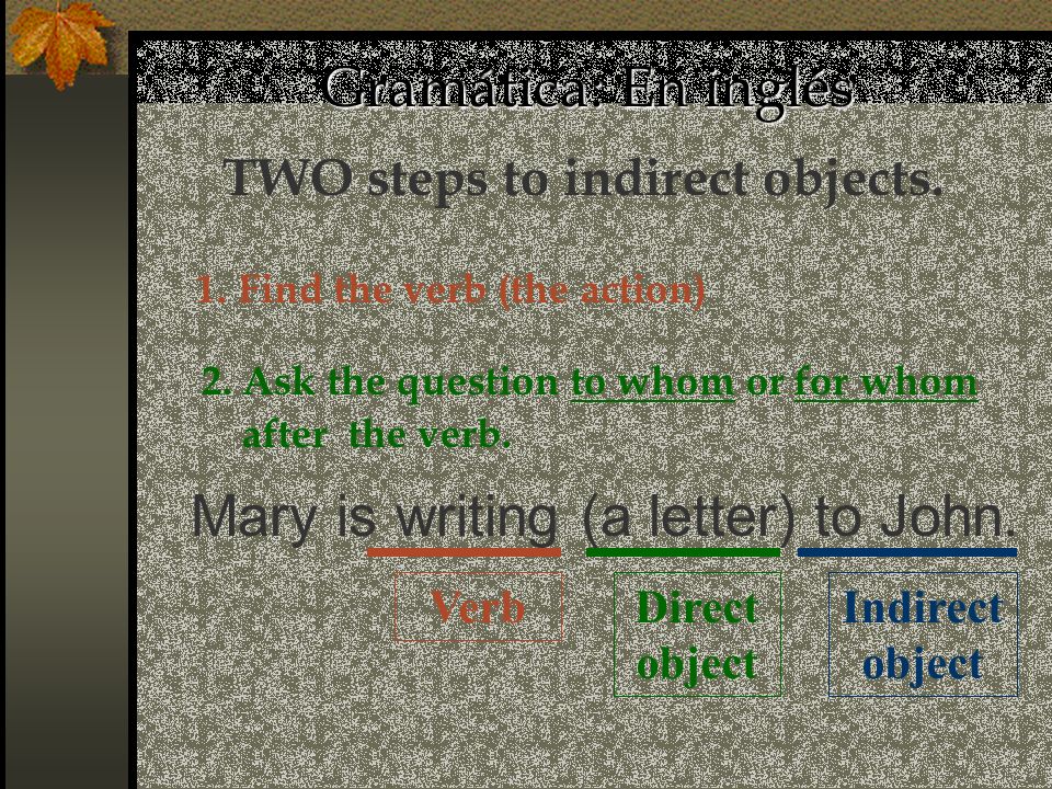TWO steps to indirect objects.