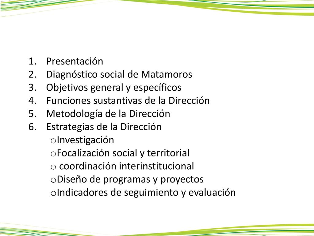 contenido Presentación Diagnóstico social de Matamoros