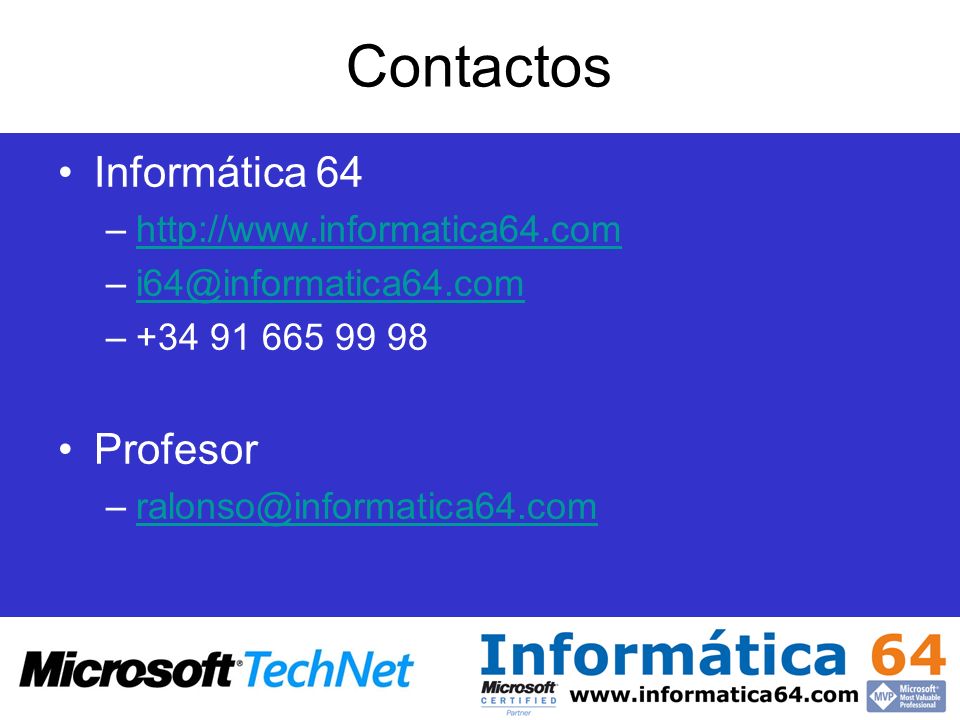 Contactos Informática 64 Profesor
