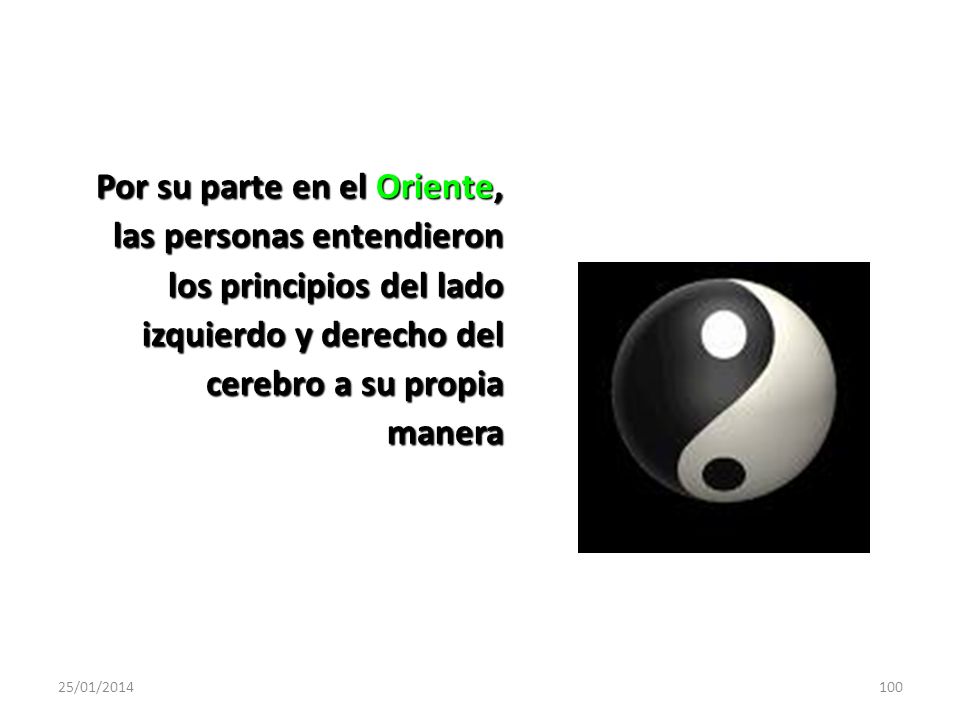 Por su parte en el Oriente, las personas entendieron los principios del lado izquierdo y derecho del cerebro a su propia manera