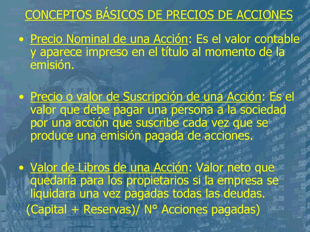 CONCEPTOS BÁSICOS DE PRECIOS DE ACCIONES
