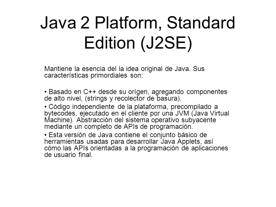 Java 2 Platform, Standard Edition (J2SE)