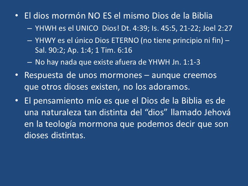 El dios mormón NO ES el mismo Dios de la Biblia