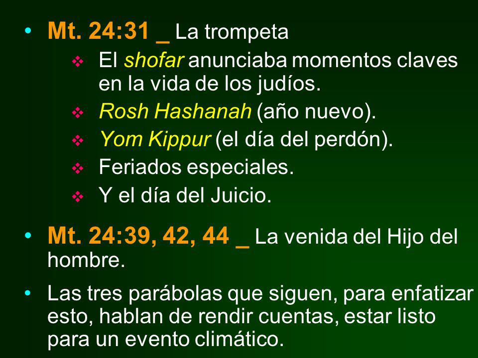 Mt. 24:39, 42, 44 _ La venida del Hijo del hombre.
