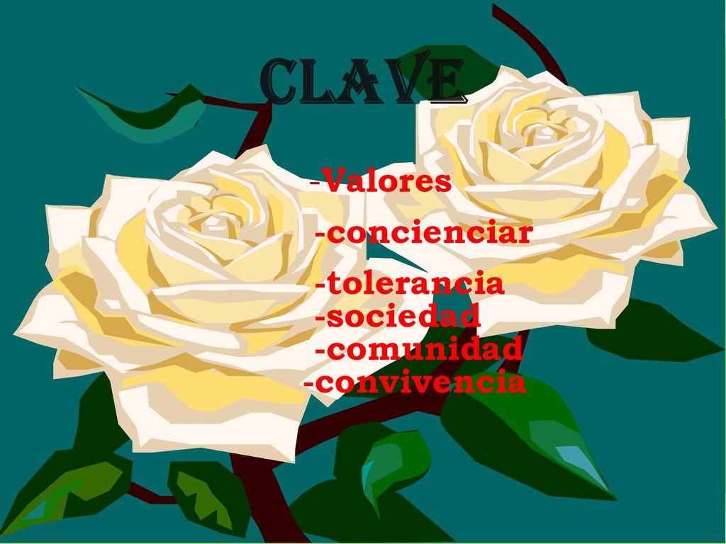 Clave -concienciar -tolerancia -sociedad -comunidad -convivencia