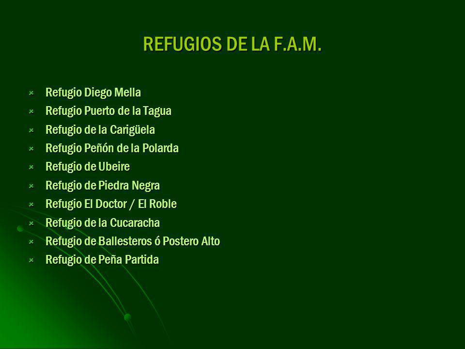 REFUGIOS DE LA F.A.M. Refugio Diego Mella Refugio Puerto de la Tagua