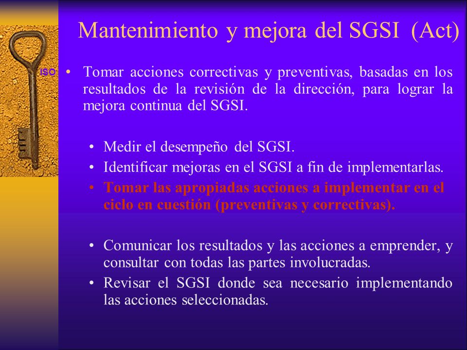 Mantenimiento y mejora del SGSI (Act)