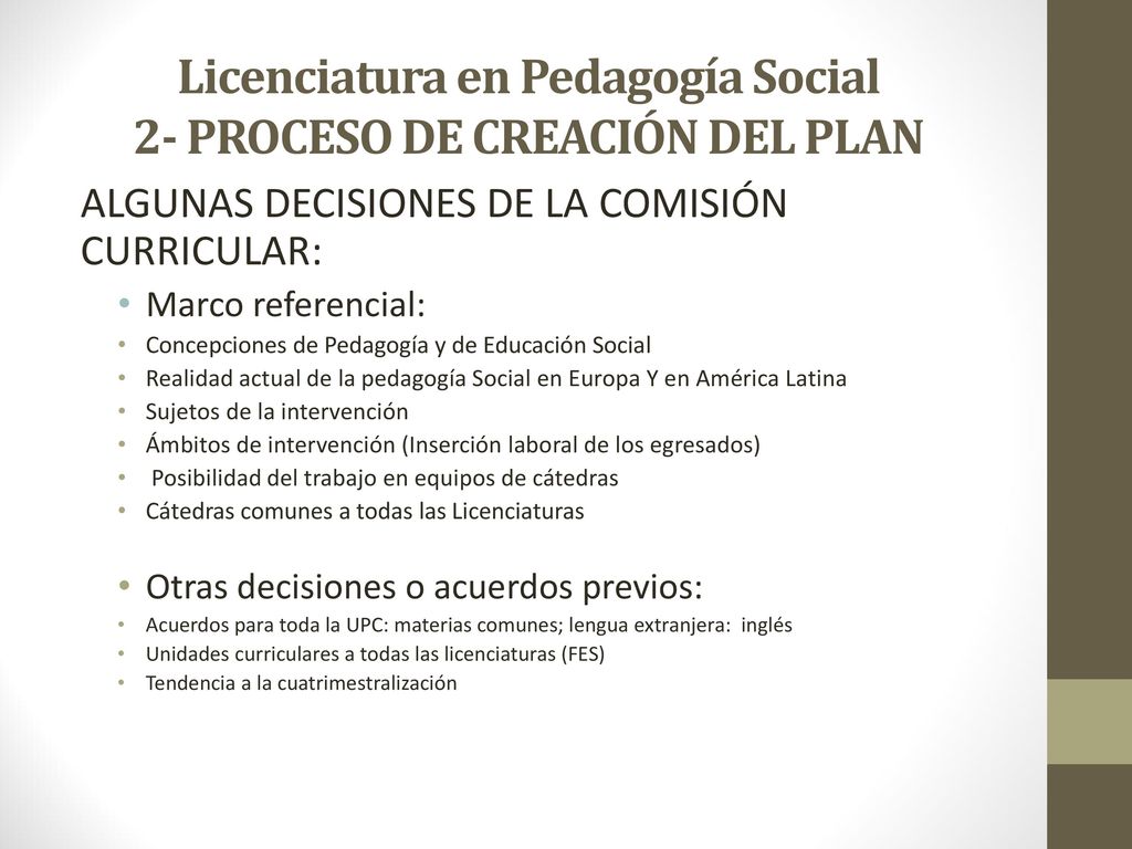 Licenciatura en Pedagogía Social 2- PROCESO DE CREACIÓN DEL PLAN