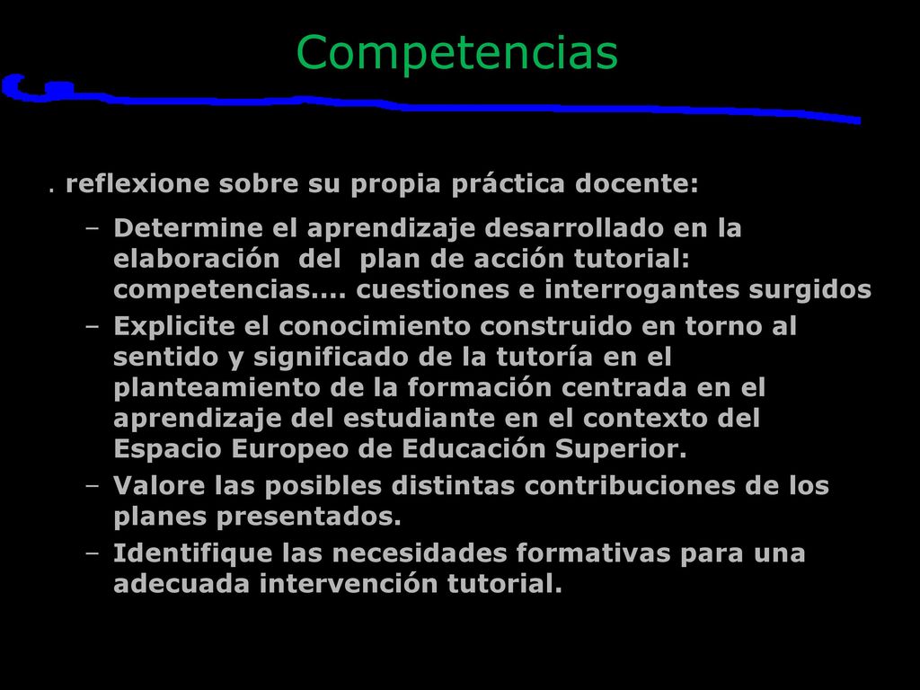 Competencias . reflexione sobre su propia práctica docente: