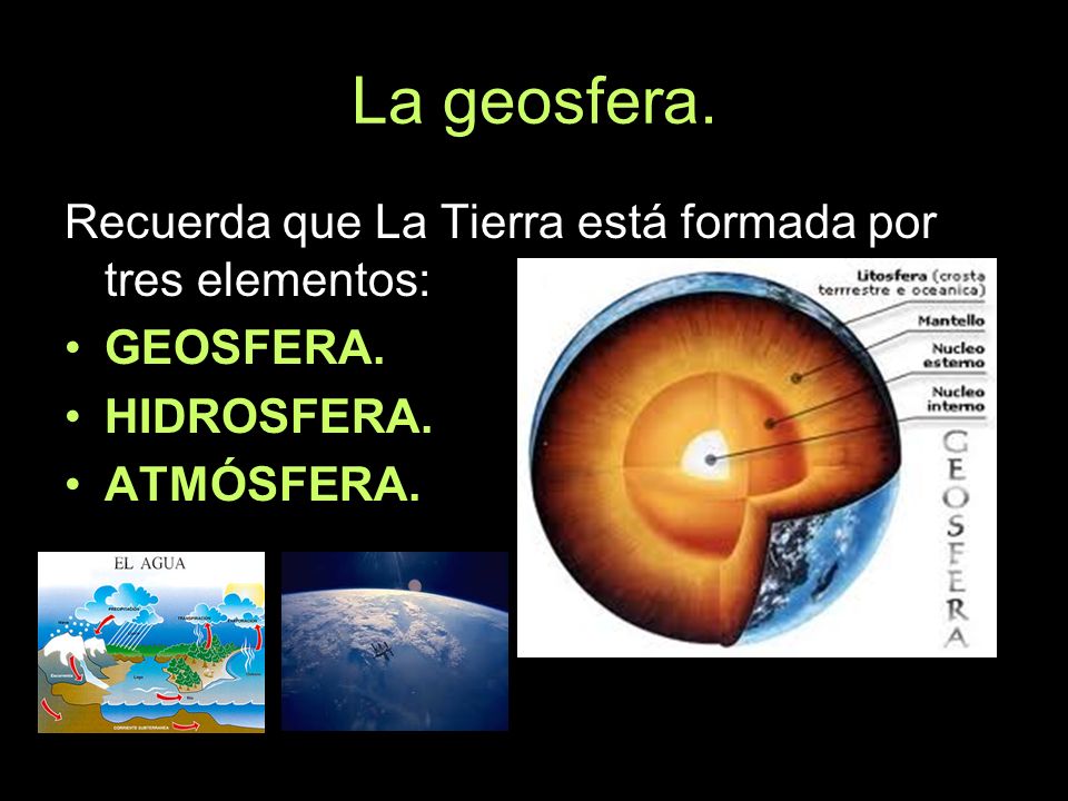 La geosfera. Recuerda que La Tierra está formada por tres elementos: