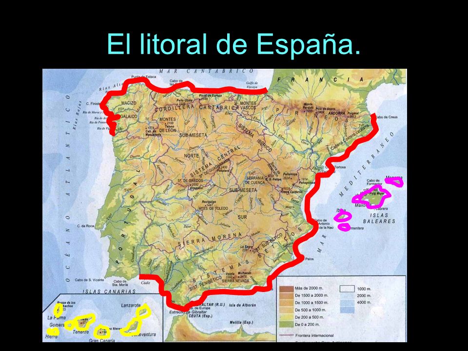 El litoral de España.