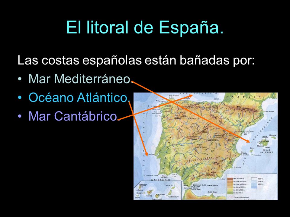 El litoral de España. Las costas españolas están bañadas por:
