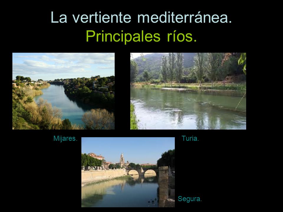 La vertiente mediterránea. Principales ríos.