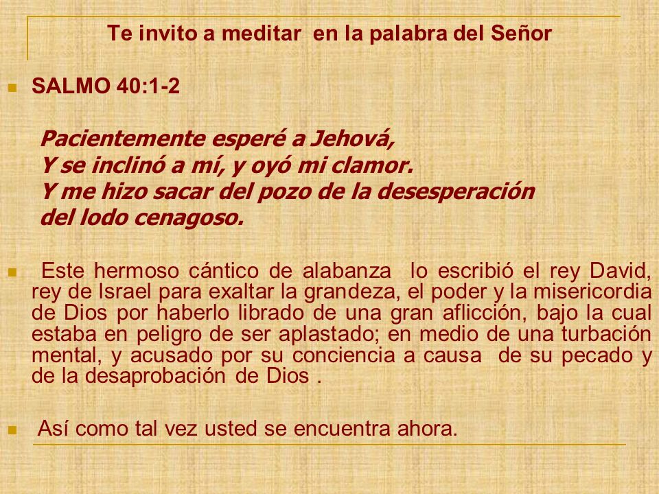 Te invito a meditar en la palabra del Señor