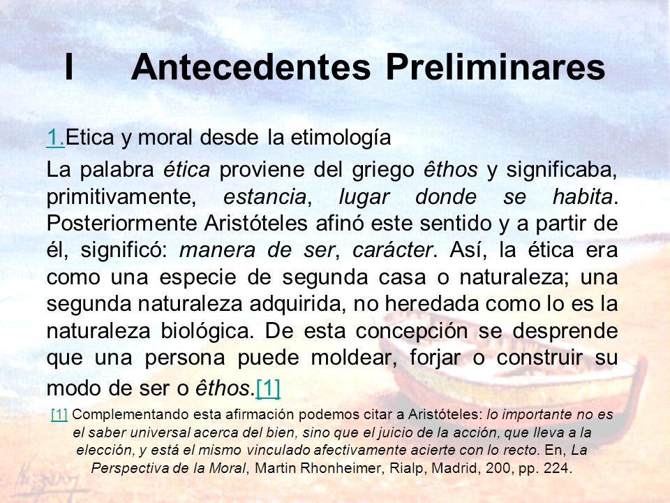 I Antecedentes Preliminares