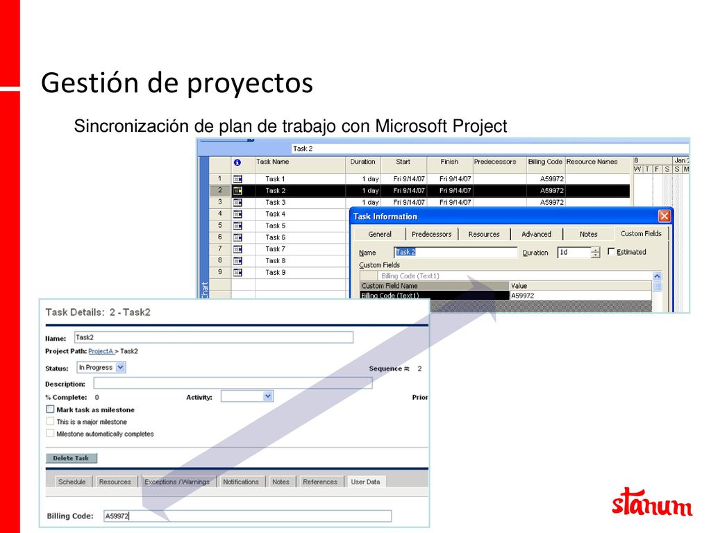 Gestión de proyectos Sincronización de plan de trabajo con Microsoft Project 16