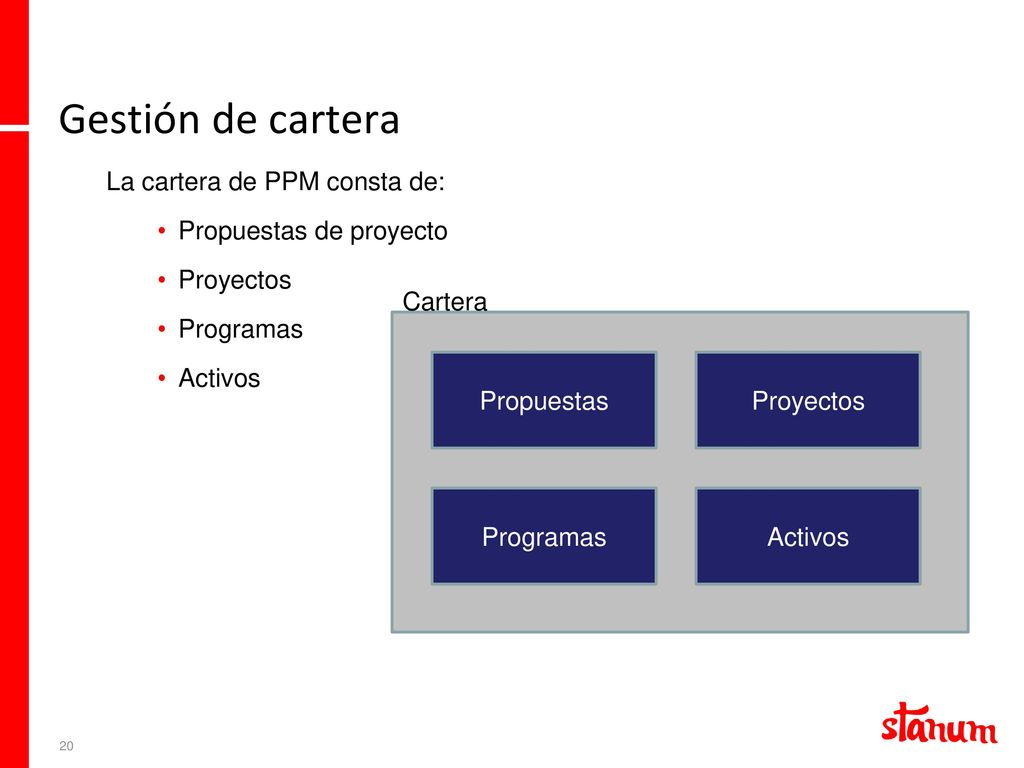 Gestión de cartera La cartera de PPM consta de: Propuestas de proyecto