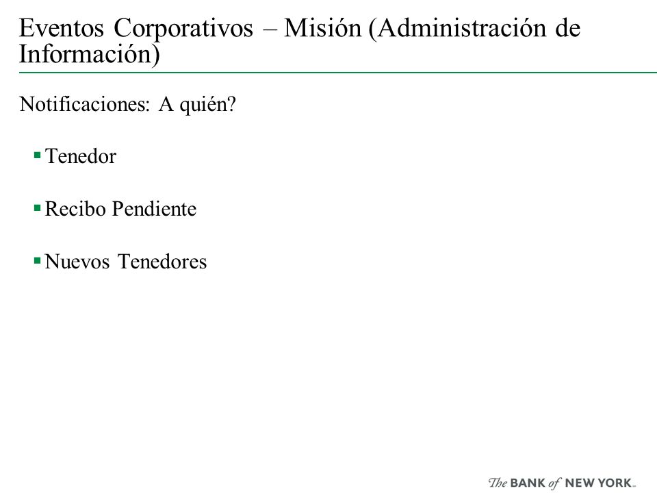 Eventos Corporativos – Misión (Administración de Información)