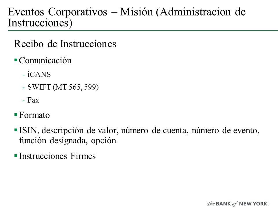 Eventos Corporativos – Misión (Administracion de Instrucciones)