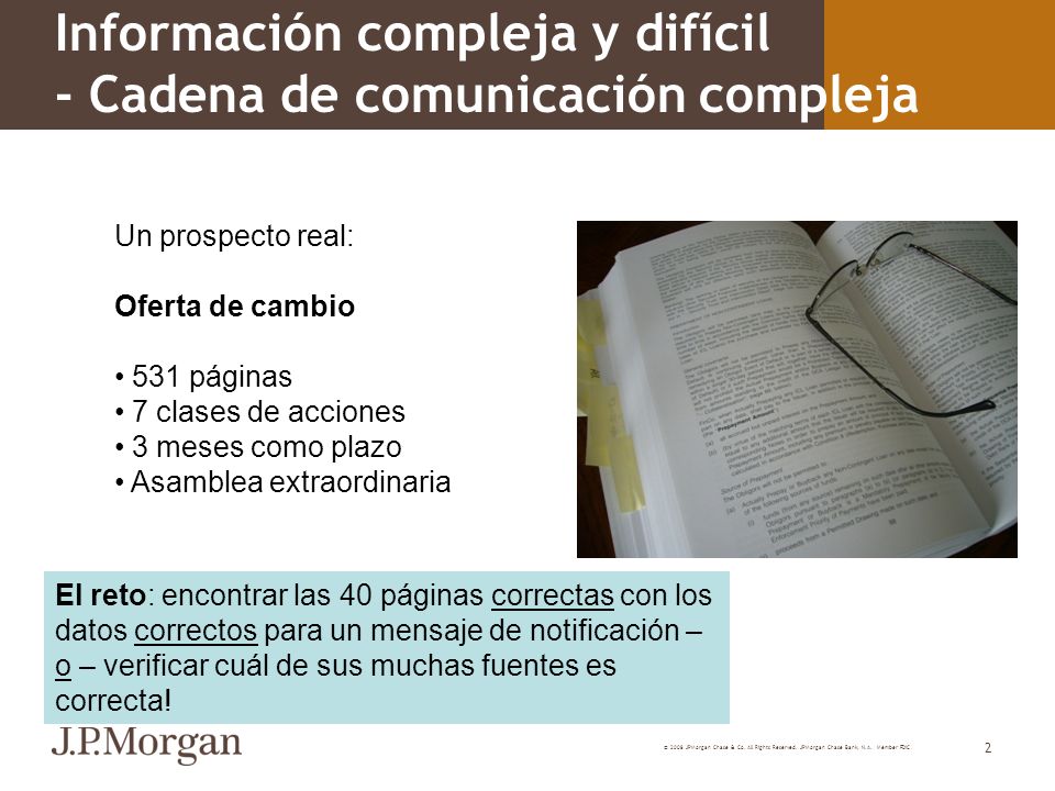 Información compleja y difícil - Cadena de comunicación compleja