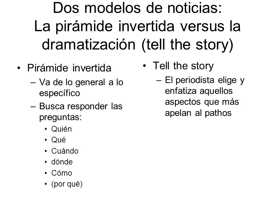 Dos modelos de noticias: La pirámide invertida versus la dramatización (tell the story)