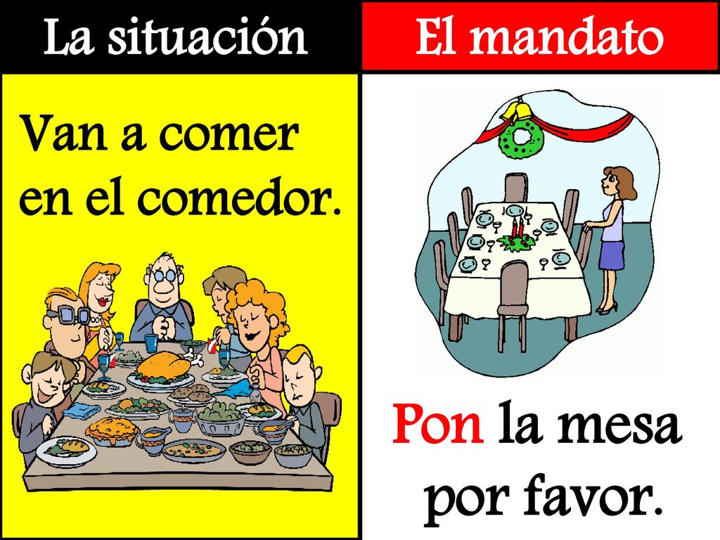 Pon la mesa por favor. La situación El mandato