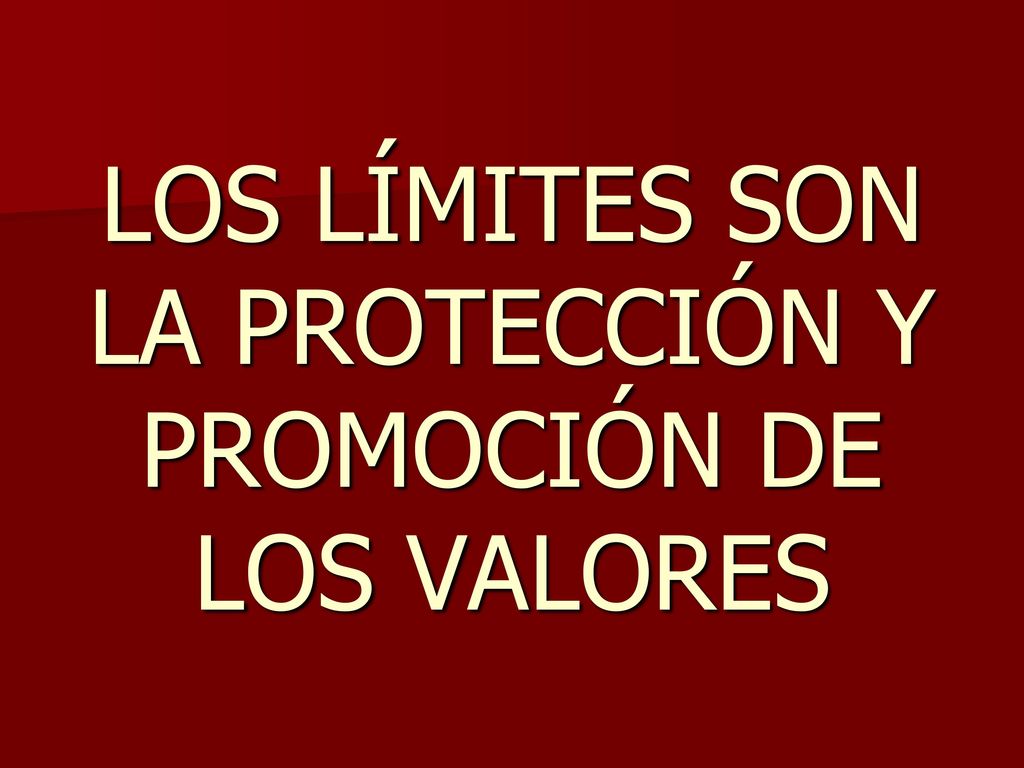 LOS LÍMITES SON LA PROTECCIÓN Y PROMOCIÓN DE LOS VALORES
