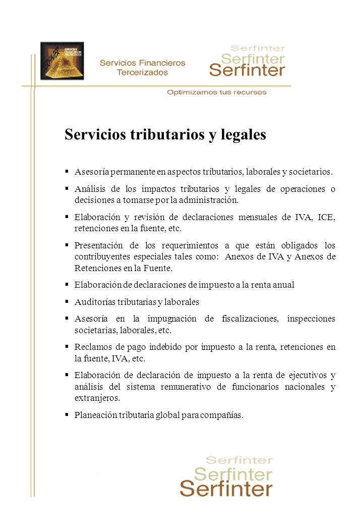 Servicios tributarios y legales