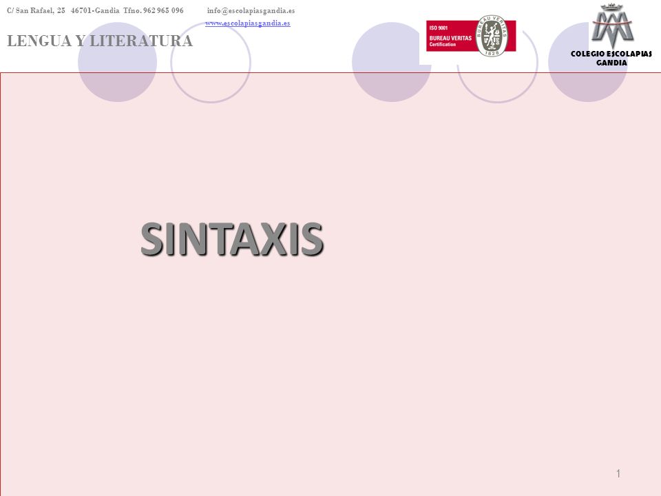 SINTAXIS LENGUA Y LITERATURA 1 1