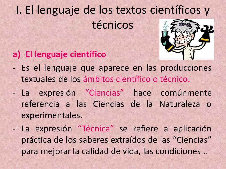 I. El lenguaje de los textos científicos y técnicos