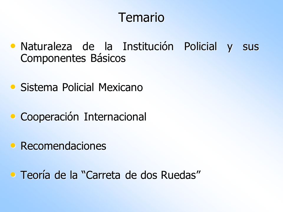 Temario Naturaleza de la Institución Policial y sus Componentes Básicos. Sistema Policial Mexicano.