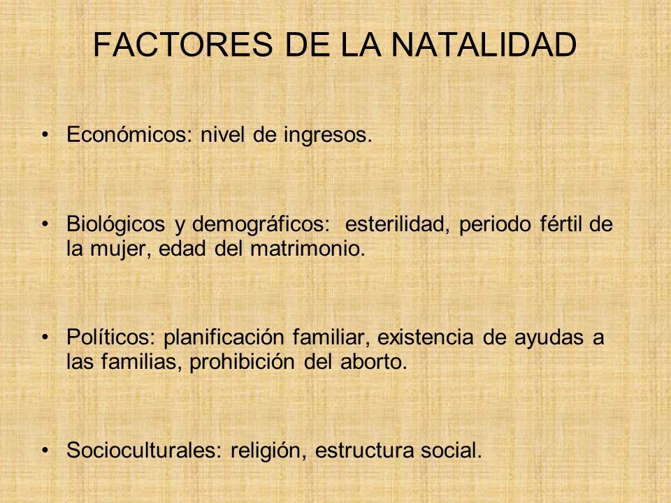 FACTORES DE LA NATALIDAD