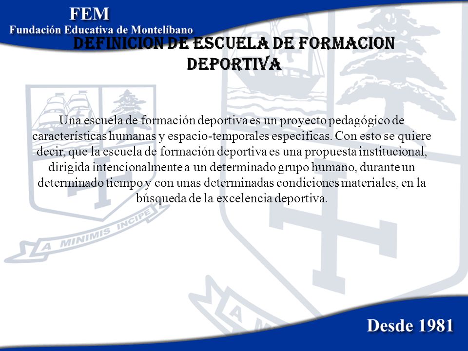 DEFINICION DE ESCUELA DE FORMACION DEPORTIVA