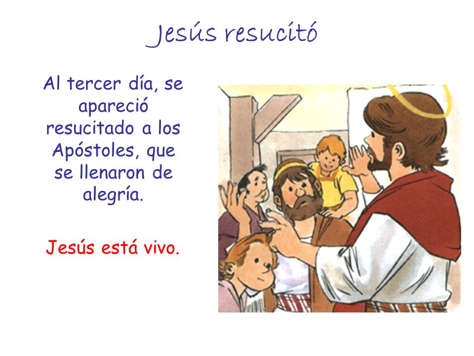 Jesús resucitó Al tercer día, se apareció resucitado a los Apóstoles, que se llenaron de alegría.