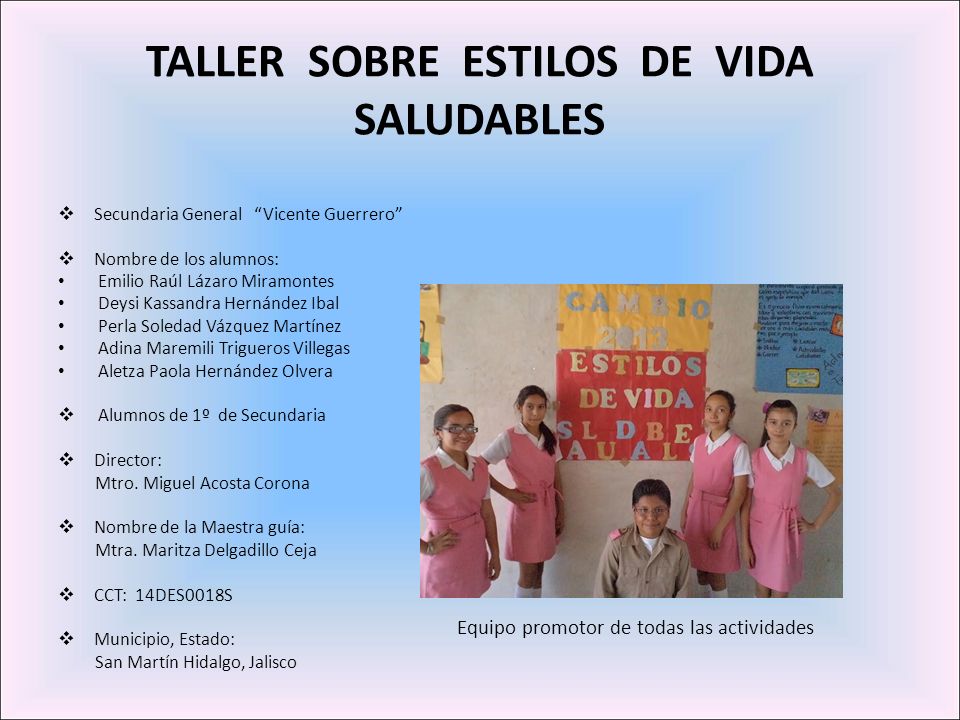 TALLER SOBRE ESTILOS DE VIDA SALUDABLES