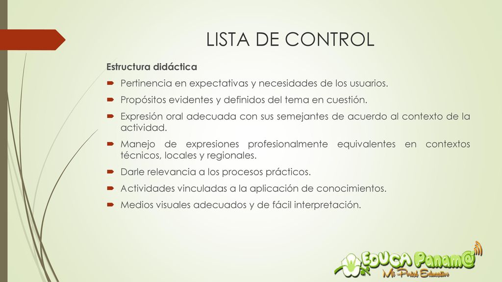 LISTA DE CONTROL Estructura didáctica