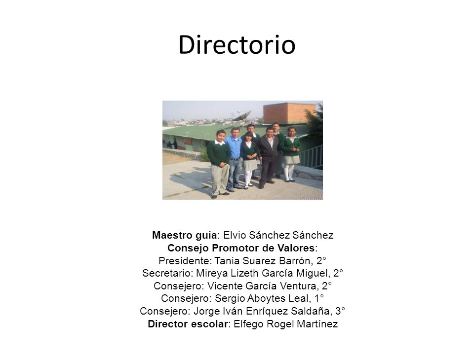 Directorio Maestro guía: Elvio Sánchez Sánchez