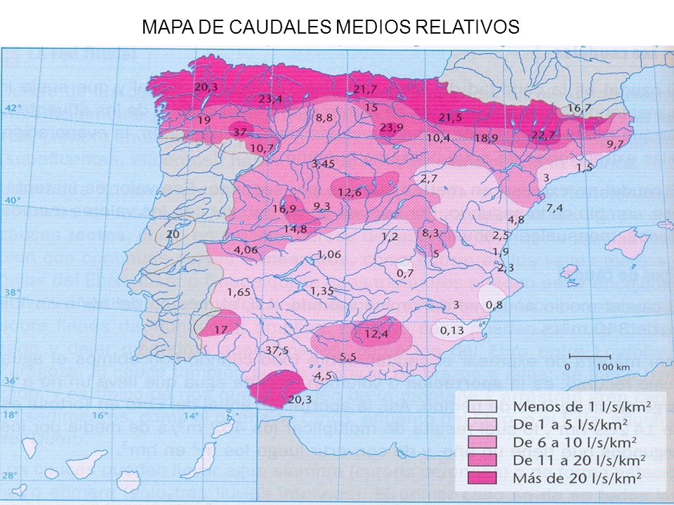 MAPA DE CAUDALES MEDIOS RELATIVOS