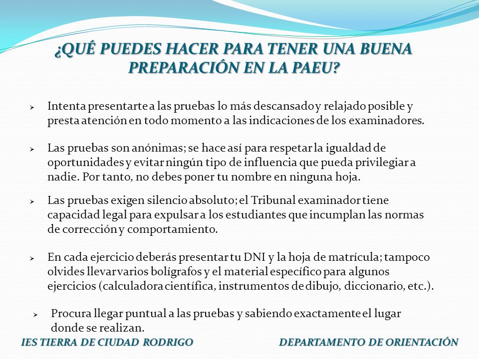 ¿QUÉ PUEDES HACER PARA TENER UNA BUENA PREPARACIÓN EN LA PAEU