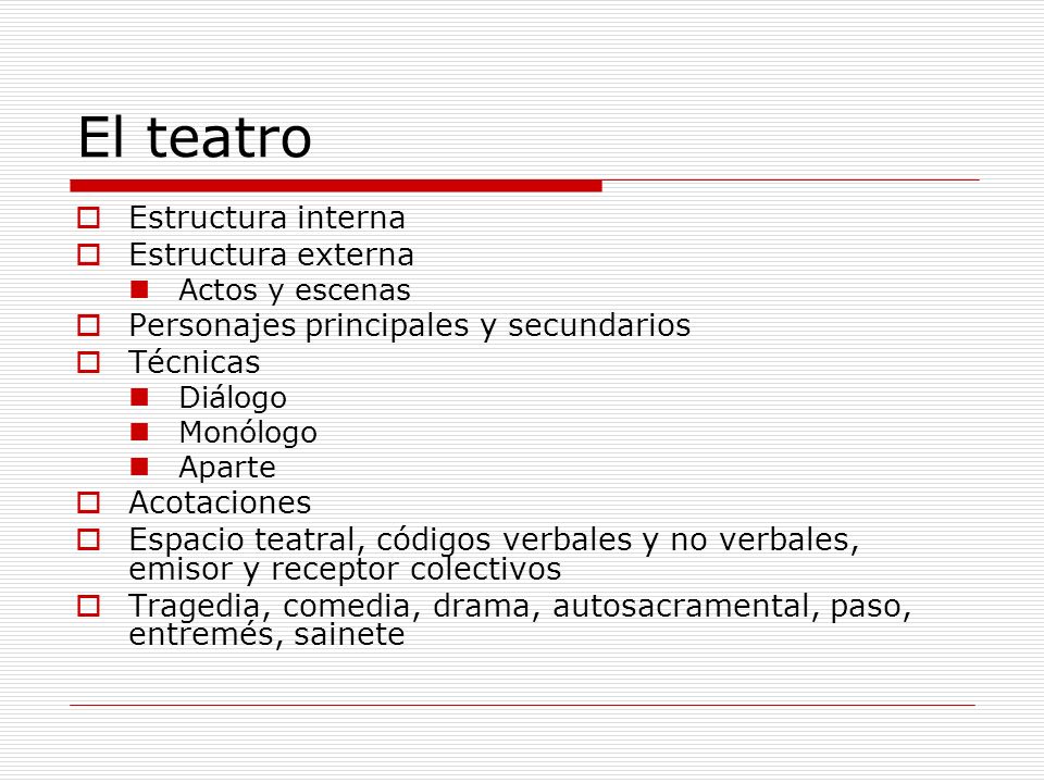 El teatro Estructura interna Estructura externa