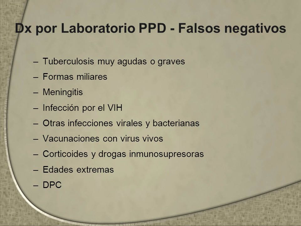 Dx por Laboratorio PPD - Falsos negativos