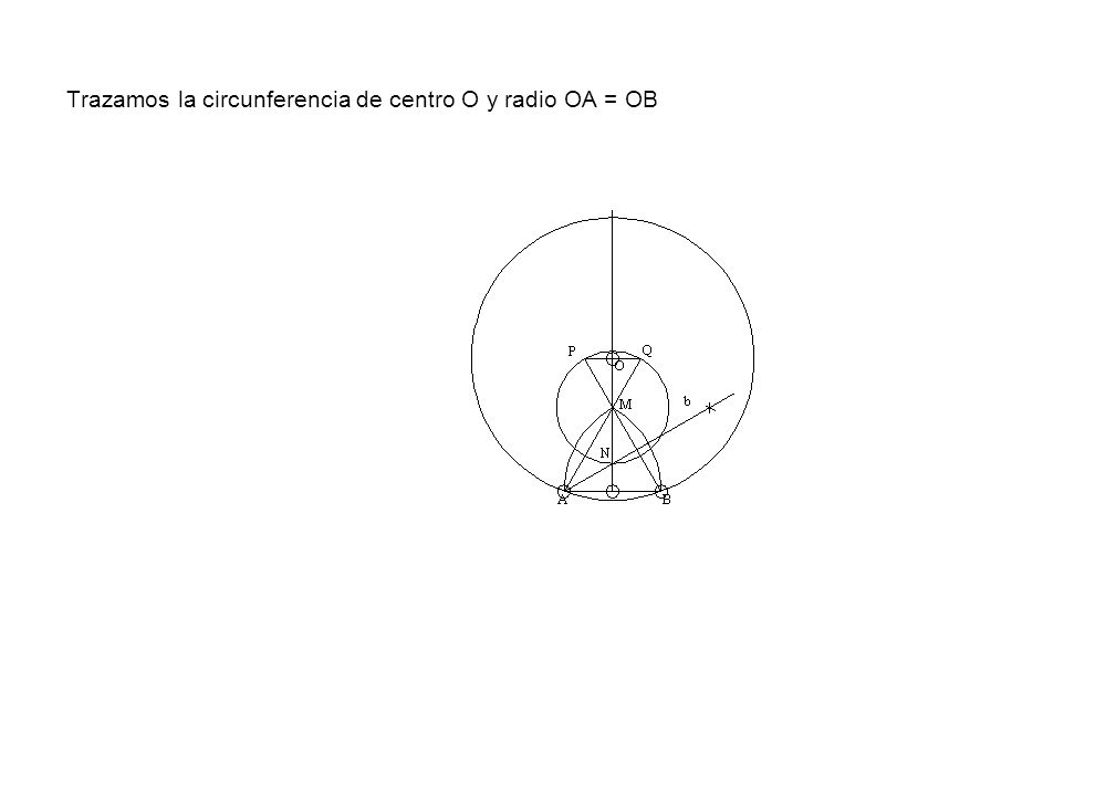 Trazamos la circunferencia de centro O y radio OA = OB